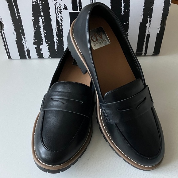 DV by Dolce Vita Women's Black Lug Sole Loafers-Crisp  (Size 7) NWT - Picture 1 of 16
